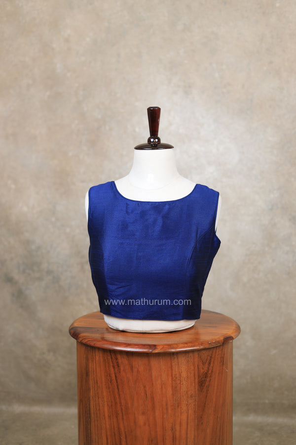 Vaigai- Navy Blue Blouse (Attachable Sleeves)