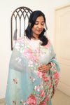 Carol- Ice Blue Embroidery Saree