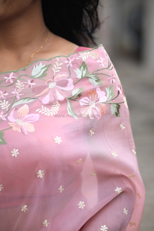 Pearl-Pastel Pink Embroidery Saree