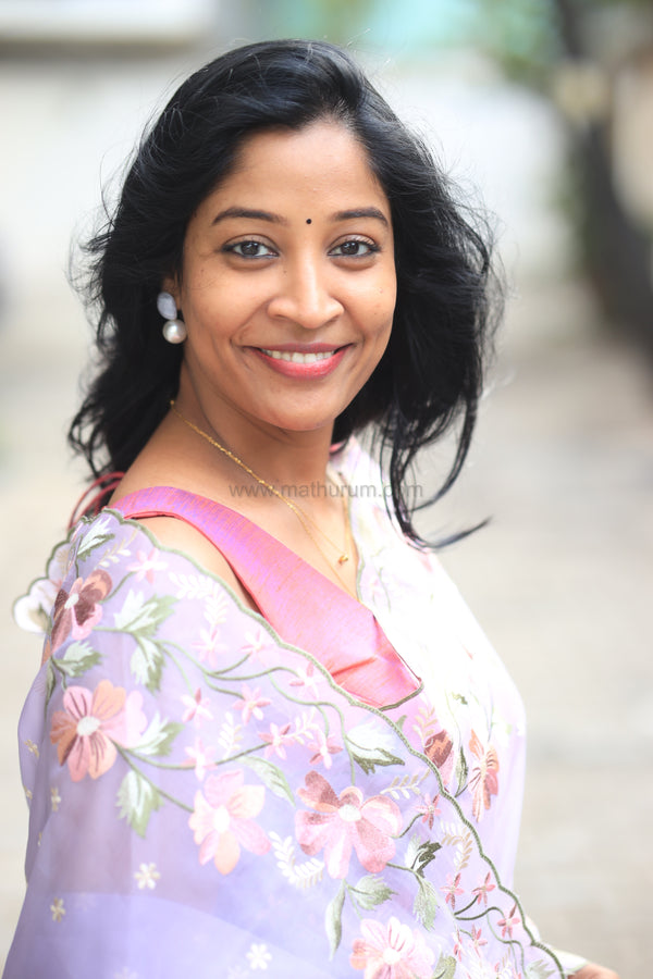Pearl- Lilac Embroidery Saree