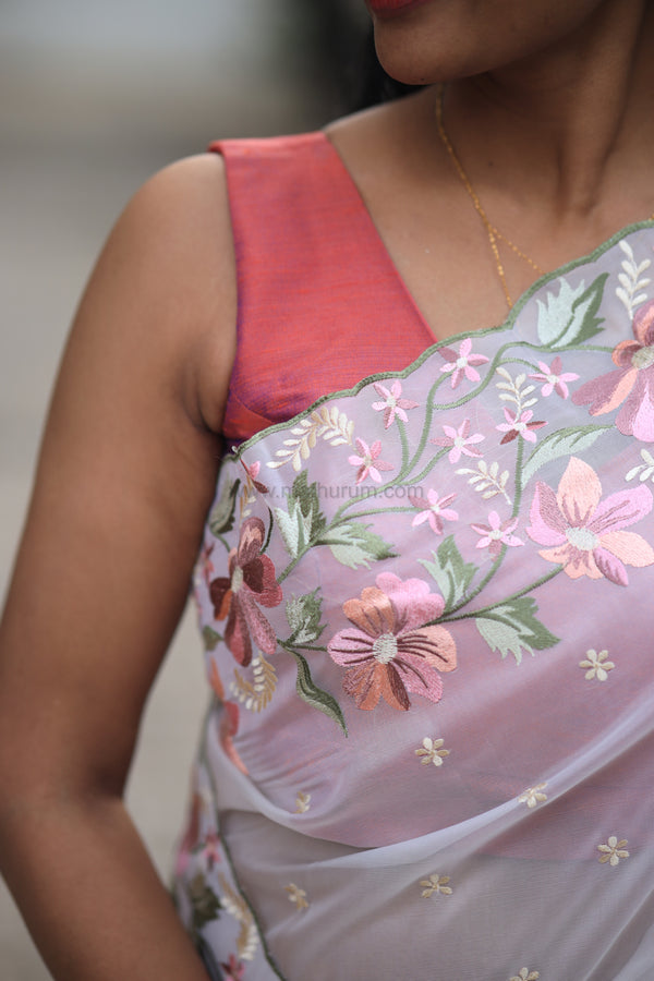 Pearl- Off White Embroidery Saree