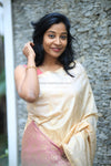 Vriksha- Cream Semi Soft Silk Saree