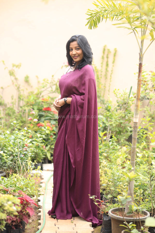 Nira Jute Silk Plain Sarees - Wine