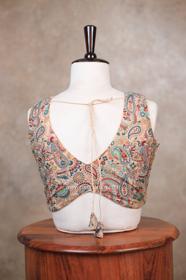 Zehra- Cream Blouse (Attachable Sleeves)