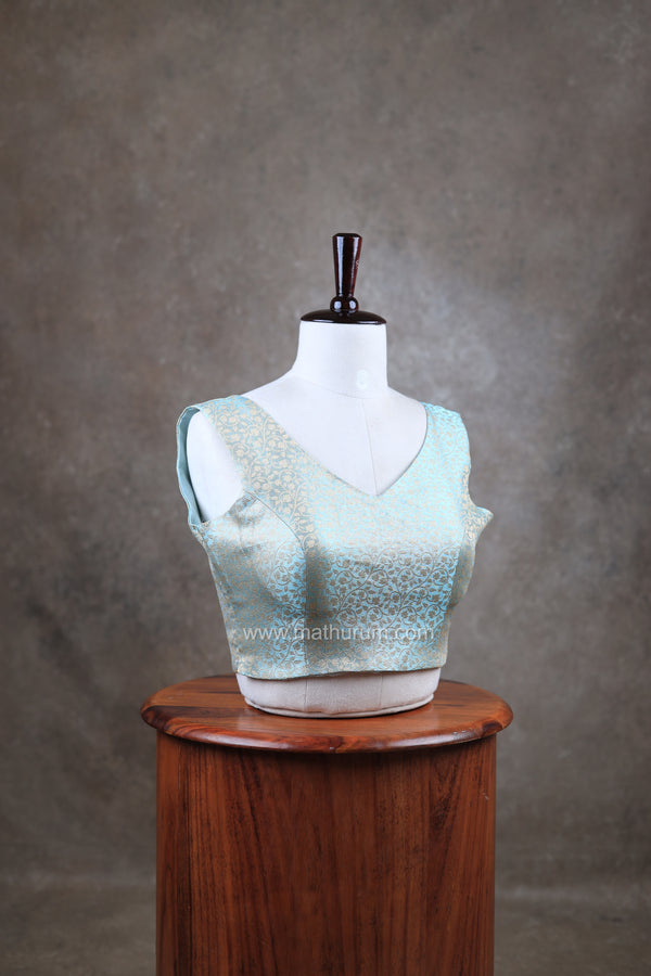 Abinaya- Rama Blue Blouse (Attachable Sleeves)