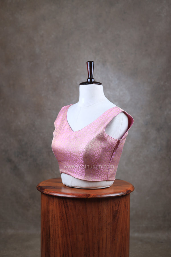 Abinaya- Baby Pink Blouse (Attachable Sleeves)