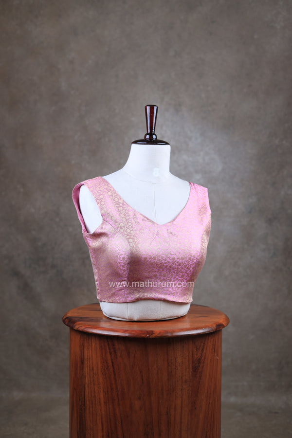 Abinaya- Baby Pink Blouse (Attachable Sleeves)
