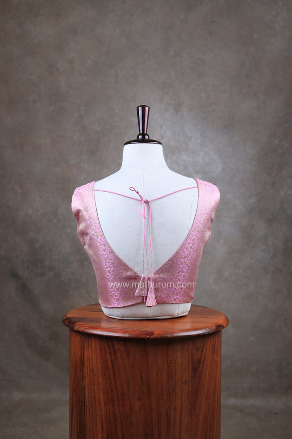 Abinaya- Baby Pink Blouse (Attachable Sleeves)