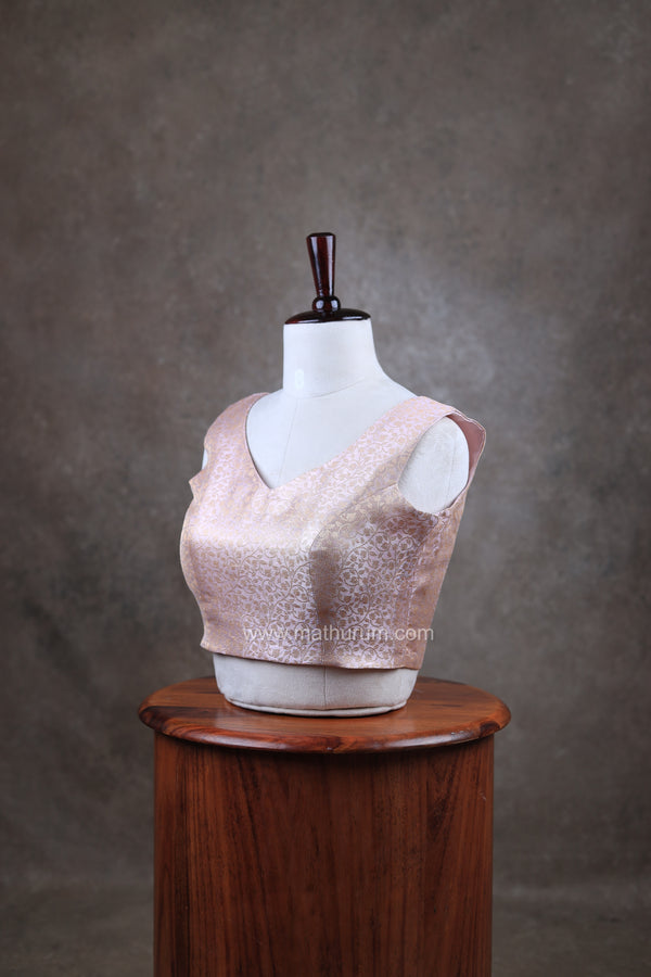Abinaya- Pastel Pink Blouse (Attachable Sleeves)