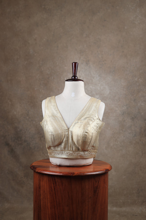 Megalai- Antique Gold Blouse (Attachable Sleeves)