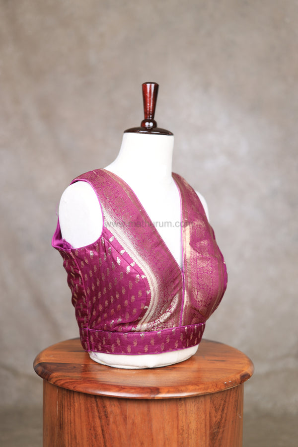 Kundhavai - Wine Blouse (Attachable Sleeves)