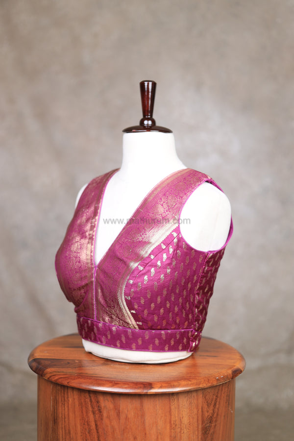 Kundhavai - Wine Blouse (Attachable Sleeves)