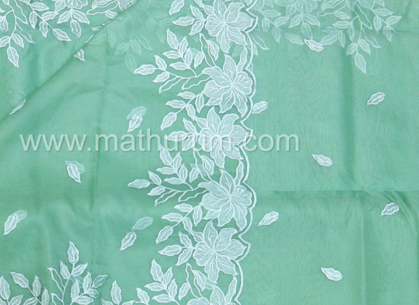 Hazel- Pastel Green Embroidery Saree