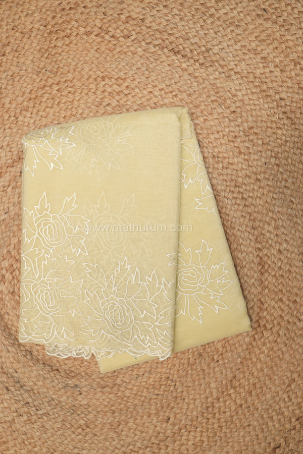 Miya- Butter Yellow Georgette Embroidery Saree