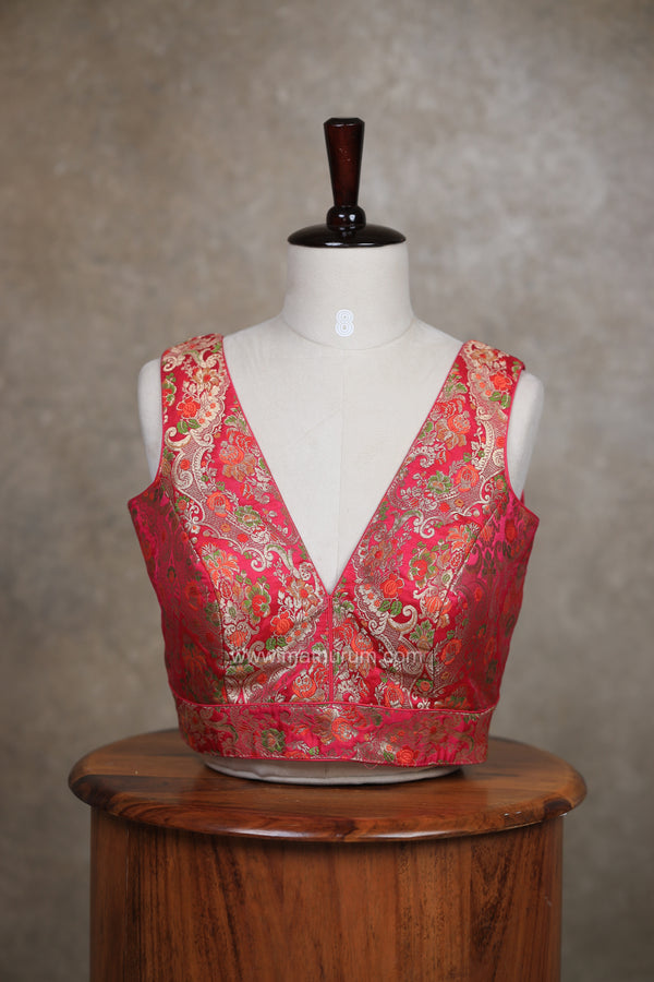 Veena- Pink Blouse (Attachable Sleeves)