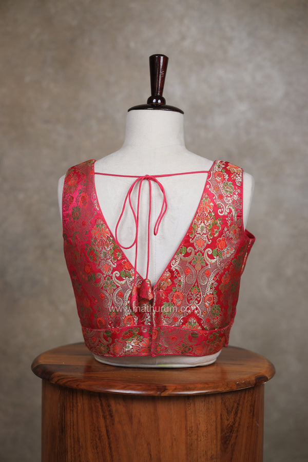 Veena- Pink Blouse (Attachable Sleeves)