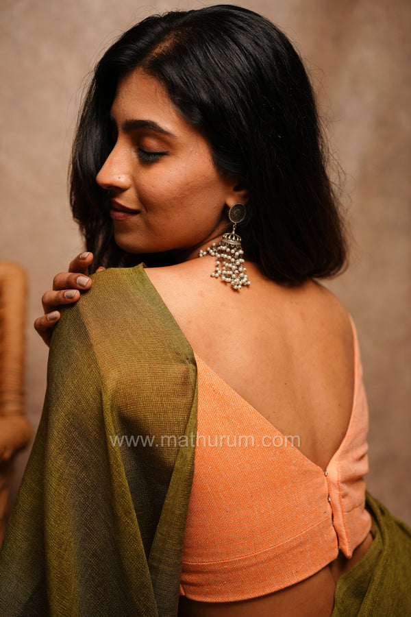 Arya- Peach Blouse (Attachable Sleeves)