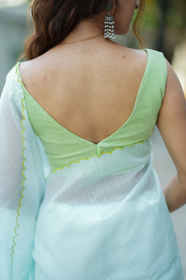 Arya- Mint Green Blouse (Attachable Sleeves)