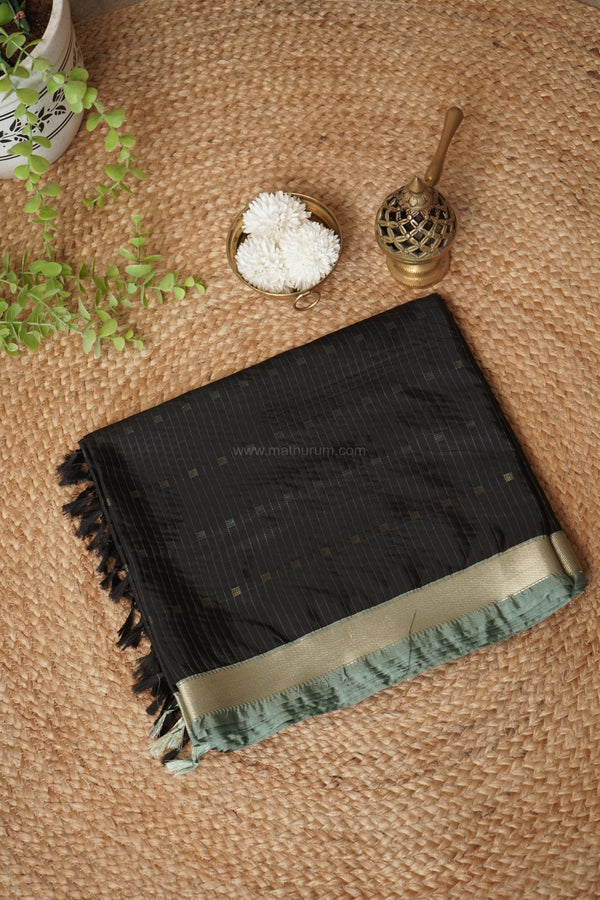 Maya Semi-Silk Silver Stripes Multi Butta Saree
