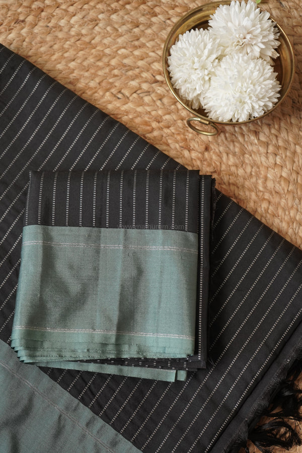 Maya Semi-Silk Silver Stripes Saree