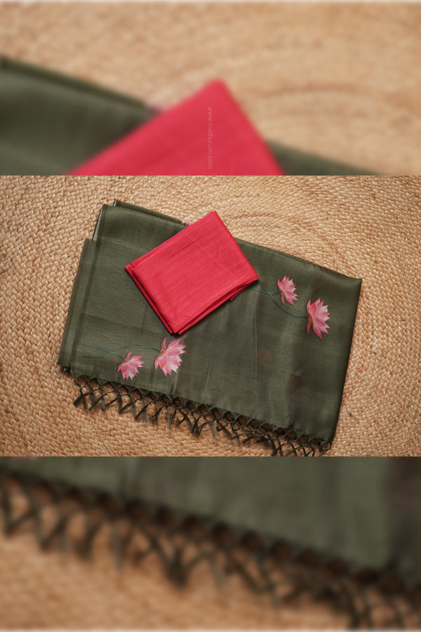 Aurora - Green (Premium Synthetic) Saree