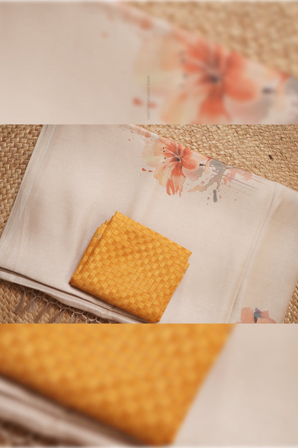 Aurora - Cream (Premium Synthetic) Saree