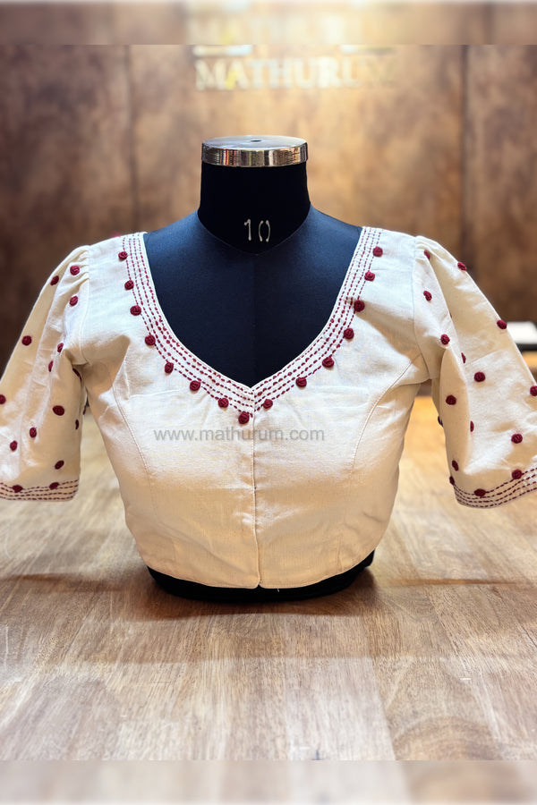 Roja - Off-White Embroidery Blouse