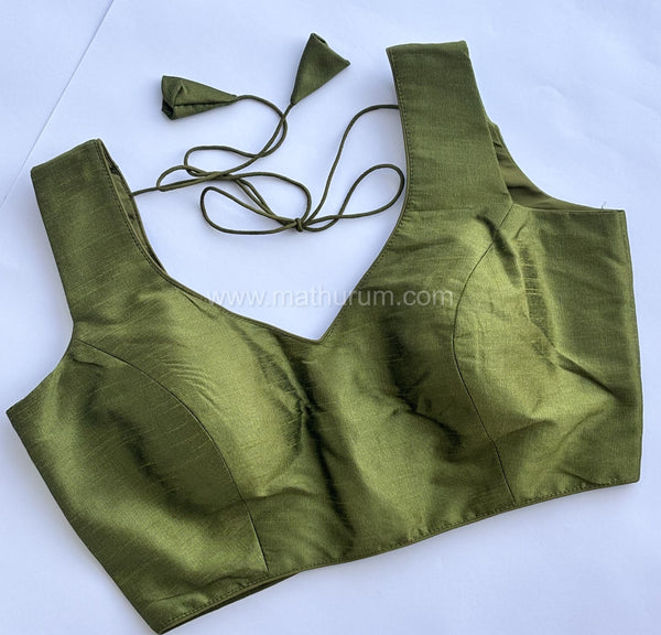 Rang- Mehendi Green Blouse (Attachable Sleeves)