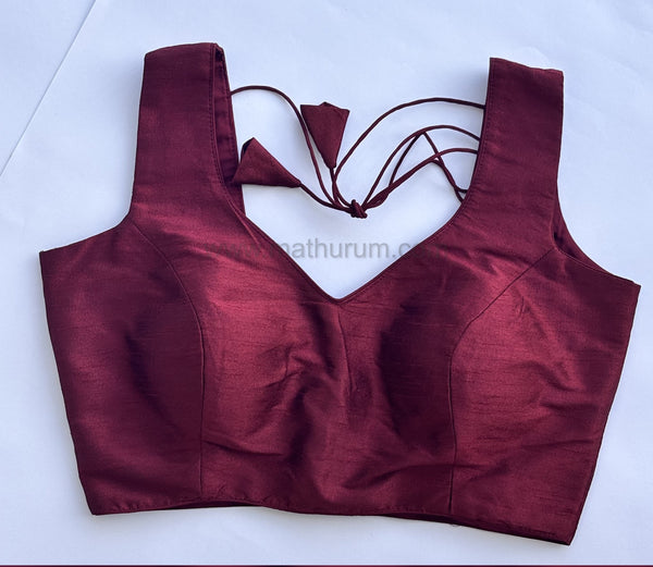 Rang- Dark Maroon Blouse (Attachable Sleeves)