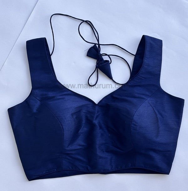 Rang- Navy Blue Blouse (Attachable Sleeves)