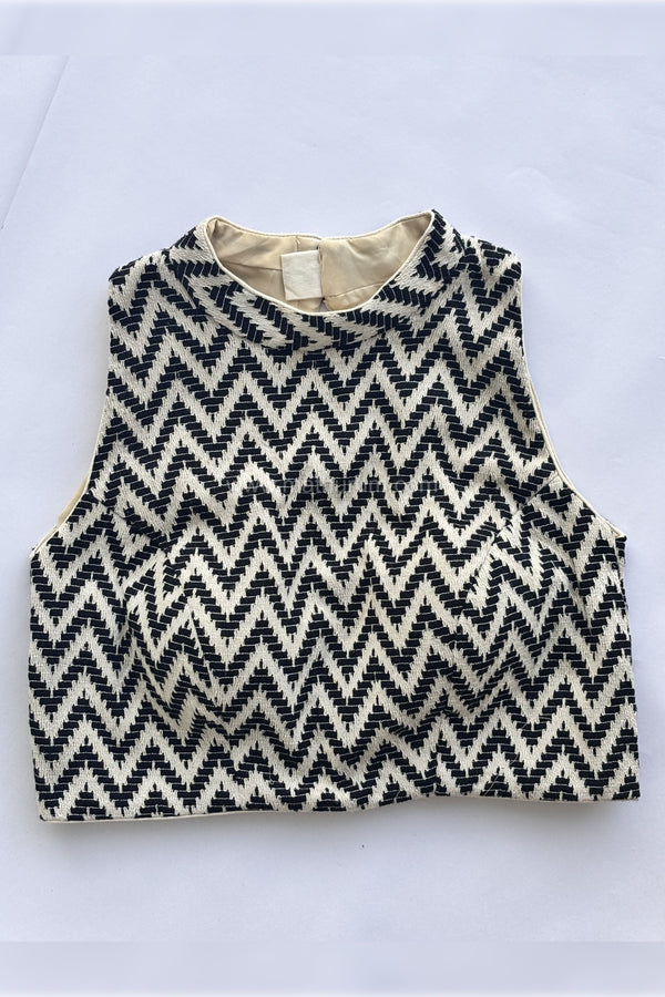 Boho Knot- Black & White Blouse