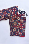 Ziva- Blue/Maroon Strechable Blouse