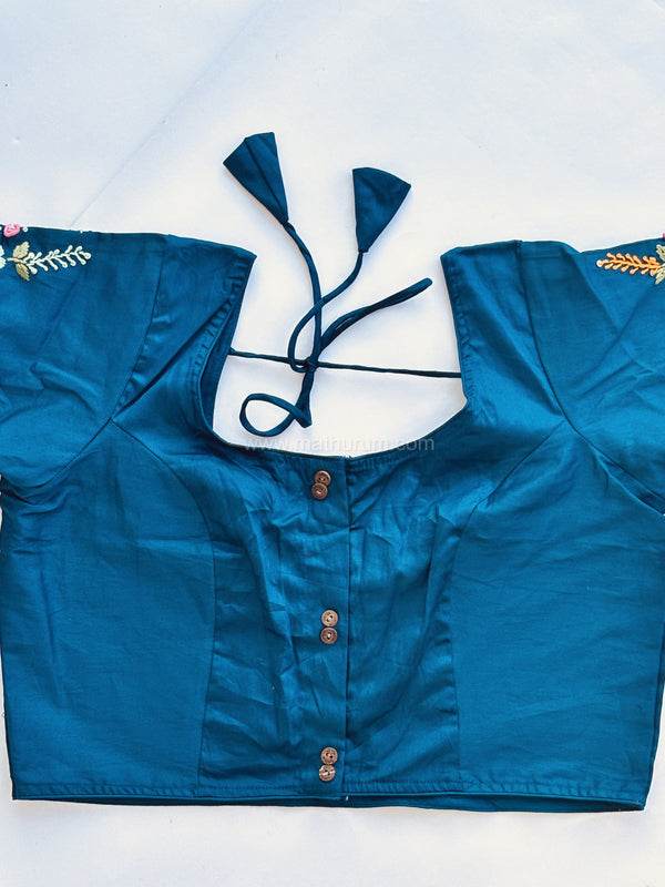 Little Garden - Blue & Green Embroidery Blouse