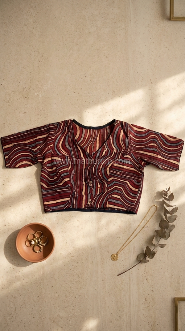 ParuthiMaroon Stripes Blouse