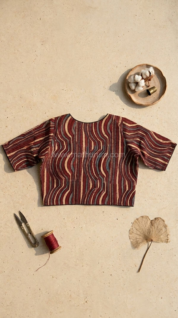 ParuthiMaroon Stripes Blouse