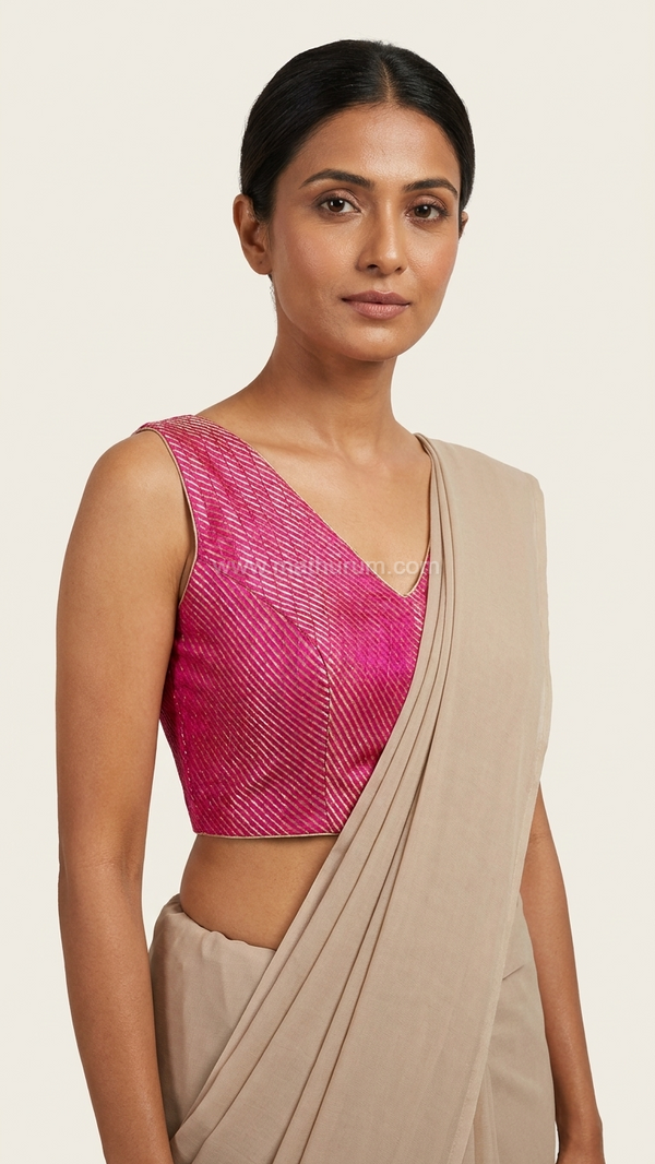 Tanira- Pink Blouse (Attachable Sleeves)