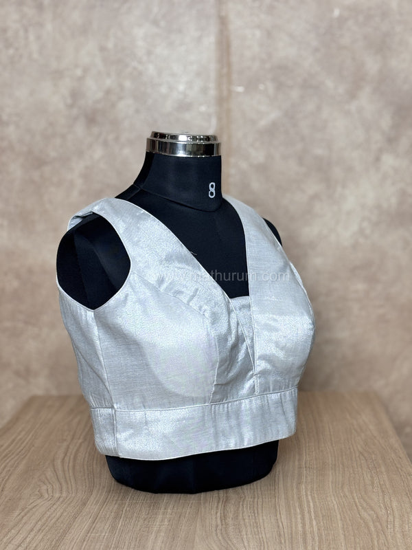 Shimmer & Sass- Silver Blouse (Attachable Sleeves)