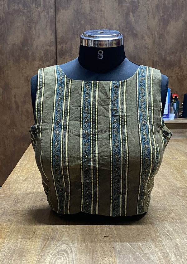 The Thari Edit- Green Sleeveless Blouse