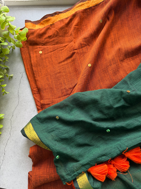 Thendral (Cotton saree) - Burnt Orange