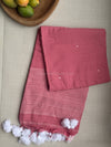 Venba - Pink/White Cotton Saree