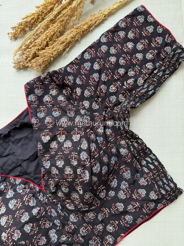 Daily Flex- Black Big Floral Strechable Blouse