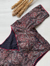 Daily Flex- Black Small Floral Strechable Blouse