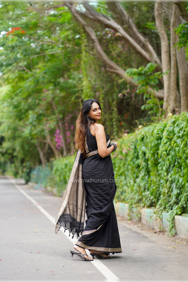 Haathi Black Saree