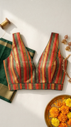 Tharigai- Green Blouse (Attachable Sleeves)