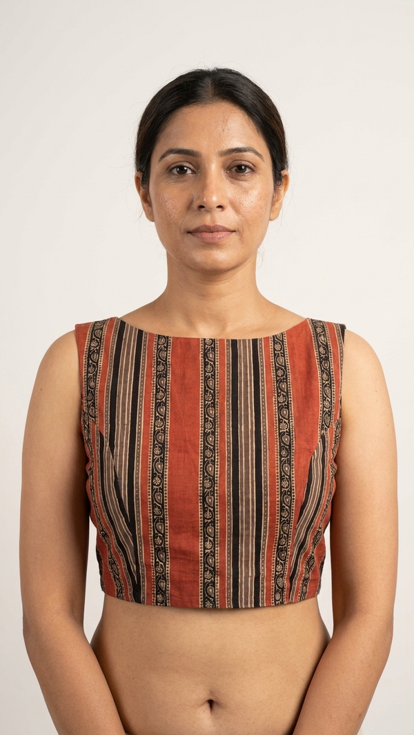 The Thari Edit- Rust Blouse (Attachable Sleeves)