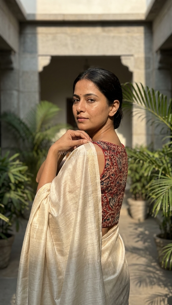 Hemanika- Maroon Blouse (Attachable Sleeves)