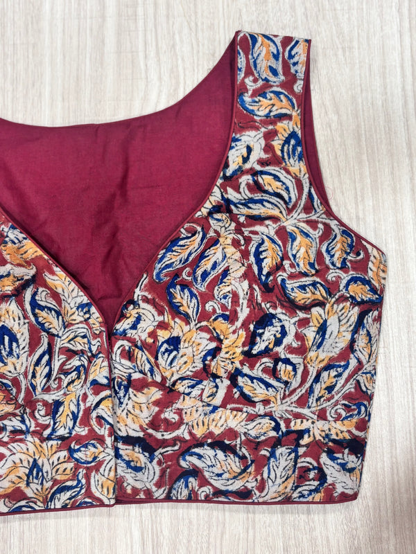 Hemanika- Maroon /Blue Blouse (Sleeveless)