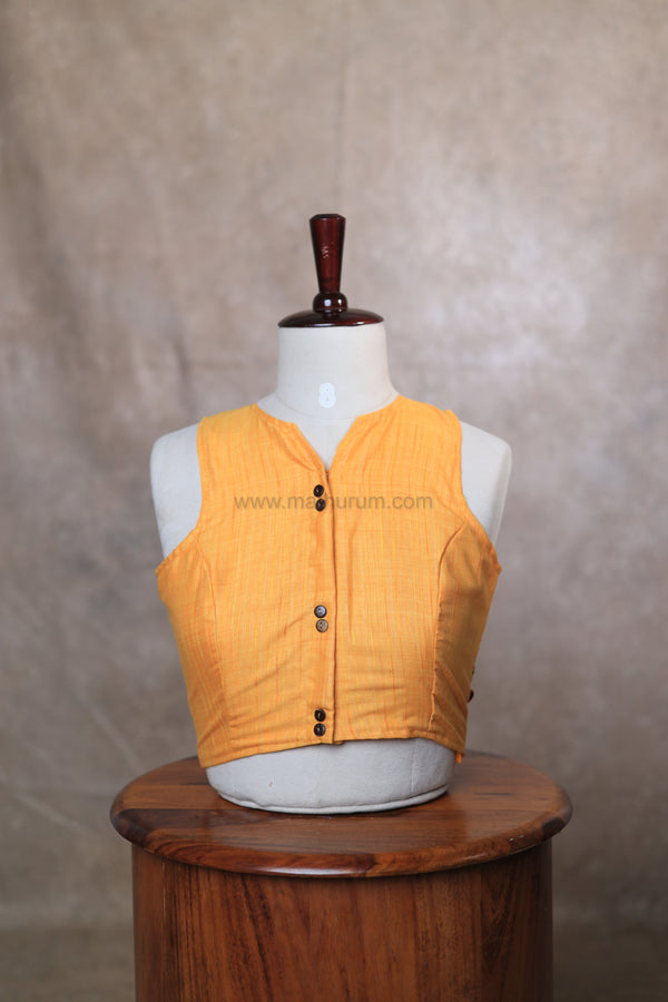 Orchids- Yellow Embroidery Blouse (Sleeveless)