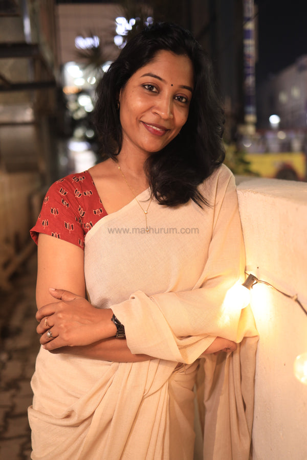 Nira Jute Silk Plain Sarees - Biege
