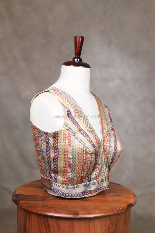 Tharigai- Gold Blouse (Attachable Sleeves)